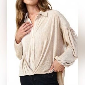 NWT Skies Are Blue Velvet Gathered Front Shimmer Boho Romantic Top | Size XS